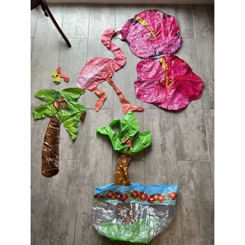 Tropical Hawaiian Party Decoration Set Inflatable Floats Drink Markers Beverage